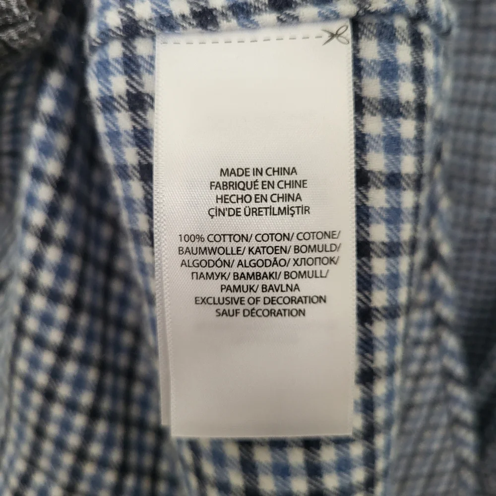 Polo Ralph Lauren Men Medium Flannel Blue Button Down Dress‎ Shirt Long Sleeve